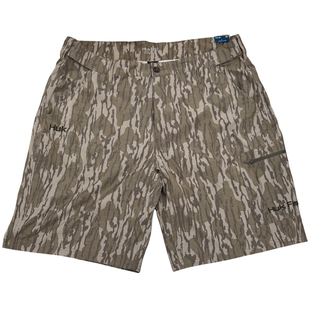 Huk Mossy Oak Bottomland Camo Fishing Shorts Quick-Dry Outdoors Camping Mens XXL
